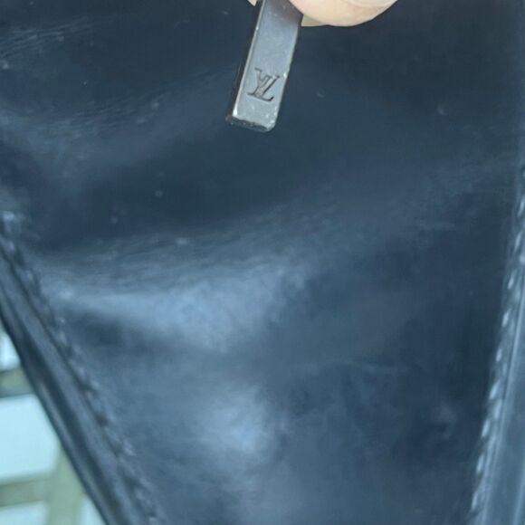 Louis Vuitton Mens Black Leather Lace Up Shoes LV Size 7.5 US 8.5 square toe - Picture 11 of 16